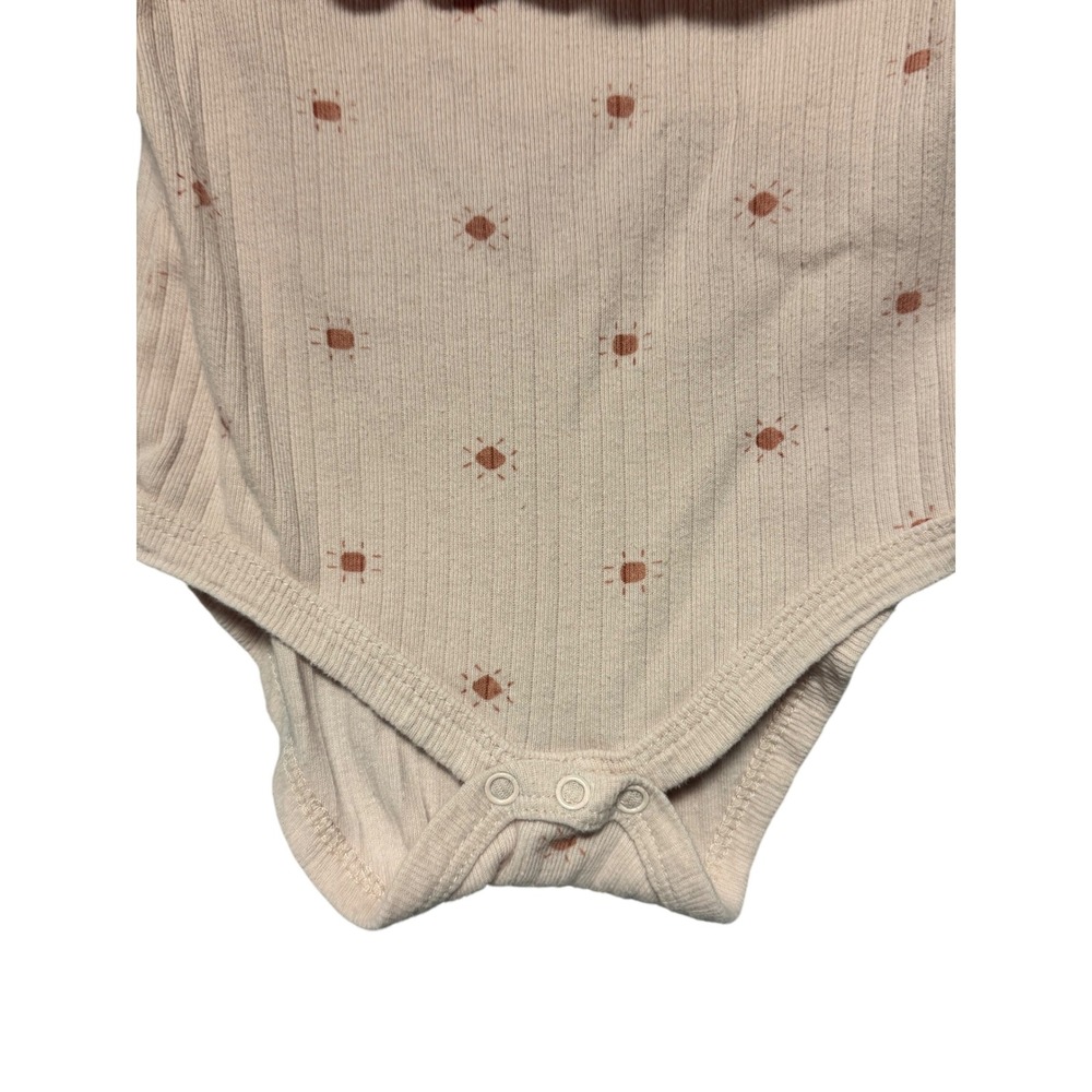 Rabbit Bear Organic Sun Print Ruffle Long Sleeve Baby Girl Bodysuit 6-9 Months - Picture 5 of 9
